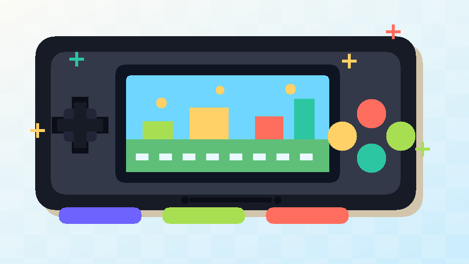 Colorful mini game console illustration